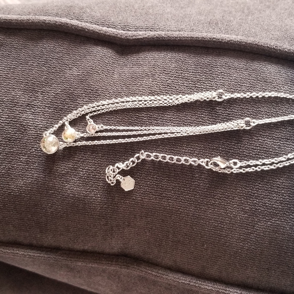 Touchstone Crystal by Swarovski Necklace. 3 cystal stones & Silver. Gorgeous! - Picture 4 of 6